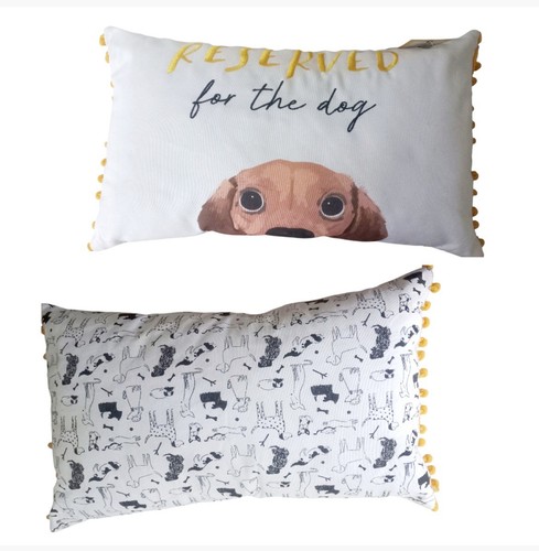 Dog print reversible cushion - print,
