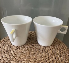 Set X2 Nescafe Dolce Gusto White & Yellow Square Handle Coffee Mugs/Tea Cup Lot