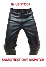 Mens Biker Jeans Real Black Or  Cow Leather Sleek And Sexy 501 Style Pants New.