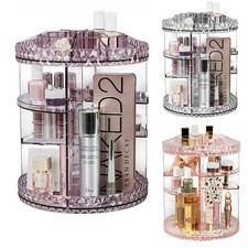 MAKEUP COSMETIC ORGANISER STORAGE BOX SHELF 360 DEGREE ROTATING DISPLAY ACRYLIC