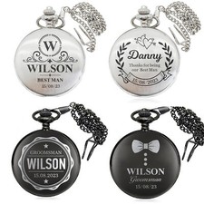 Personalised Mens Watch Engraved Pocket Watch Gift for Best Man Groomsman Usher