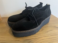 Russell & Bromley Equinox Black Suede Flatform Lace Up Shoes Size EU 40 UK 7