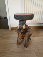 ONE Elephant Wooden Stool Animal Stool Side Table Chair Adults Hand Made