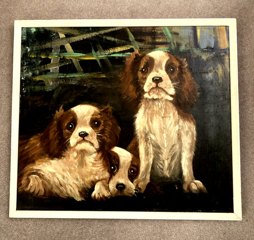 Cute framed oil - , board