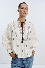 ZARA rustic embroidered blouse