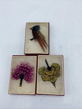 3 Vintage Real Feather Bird