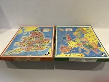 2 x Vintage Victory Plywood Jigsaw Puzzle Industrial Life Europe England & Wales