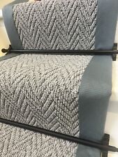 stair runner carpet herringbone 7M x your chosen custom width with Duck egg blue