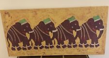 Fabric large print elephants With green Hats on Parade soft fabric Screen Print