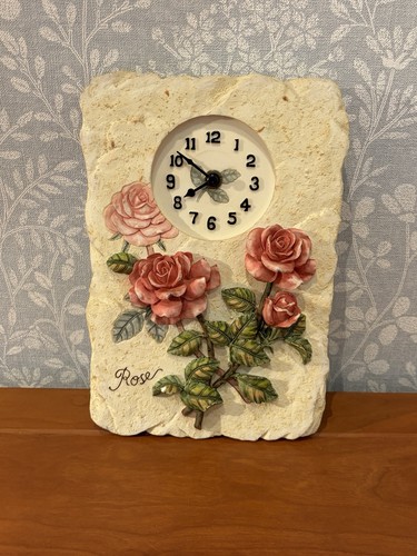 Vintage rose ceramic clock - vintage,