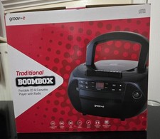 Groov-E Traditional Boombox - Portable Cassette Tape & CD Player with Radio