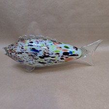 Vintage Romanian Glass Multi Coloured Hand Blown Fish Sculpture Figurine 11.5" K