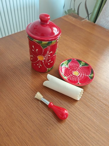 Red handmade ceramic garlic - ceramic,