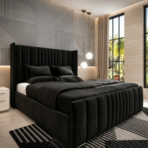 Ottoman bed winged - winged, plush