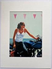 Jack Vettriano MOUNTED Print - "La Fille A La Moto" 16" x 12" *Rare*