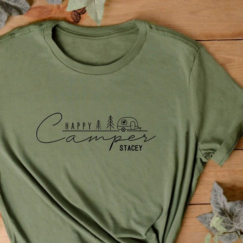 Happy camper slogan shirt - t-shirt, |