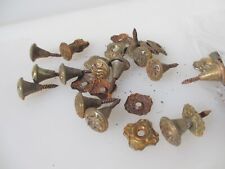 Small Vintage Iron Cabinet Knob Drawer Handle Pull Plate Old Brass Plated-£5each