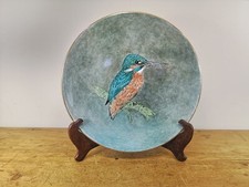 Large Gilt Edge Plate with Handpainted Kingfisher - EXCELLENT CONDITION