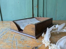 Antique Wooden Desk Filing Tray Paper File Storage 1920s Corners Early VTG Oak.