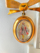 Rare Thomas L Mott Vintage Hand Painted Pendant Brooch Male Dandy .