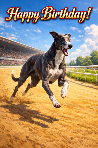 Greyhound birthday card gift - greyhound,