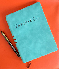 TIFFANY & CO TEAL SOFT SEUDE COVER LINED PAPER NOTEBOOK/PLANNER/JOURNAL WITH PEN