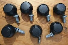 7 Used Small Assorted Black Plastic & Metal Furniture Casters (Used, Unbranded)