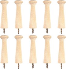 10PCS Wooden Shaker Peg Hooks Coat Pegs, 2.9 Inch Wall Mounted Screw-On Hooks
