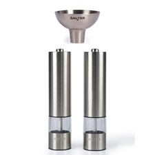 Salter COMBO-9684 Electric Salt & Pepper Grinder Set Stainless Steel Mills & Fun