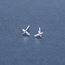 Shiny Solid 925 Sterling Silver Tiny Cute Religious Cross Stud Earrings Gift UK