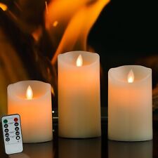 3Set Flickering LED Candles Real Wax Battery Powered Lights Remote Control Lamps