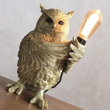 Large Golden Owl Lamp Table