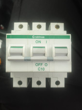 Crabtree Polestar MCB 10 Amp Type C 10A Triple Pole 3 Phase Breaker 63C/10