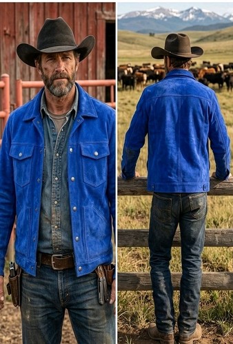 Men royal blue genuine suede - men's,