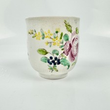 A Christian Liverpool coffee cup c1768 with floral decoration. Unmarked