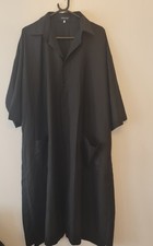 Eskandar Black Wool  Oversized Pocket Utility Shirt Dress UK 16