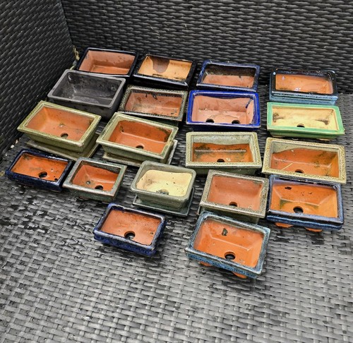 Job lot glazed bonsai pots - job,