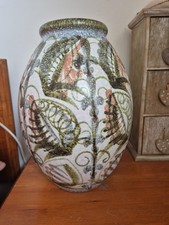 Old Vintage 1960s Large Denby Glyn Colledge Abstract Foliage Vase 12" Tall