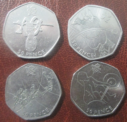 50p coins 2012 olympic - x,