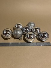 Glass Baubles Christmas Hanging Decoration X8 2 Inch Silver Shades Nice Quality