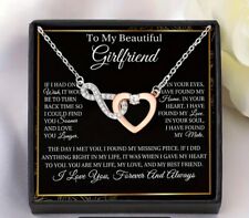 To My Beautiful Girlfriend Infinity Heart Necklace Romantic Gift Card and Box