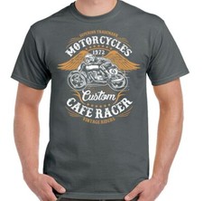 CAFE RACER T-SHIRT Mens Biker Motorbike Motorcycle Enthusiast Top Custom Bike 