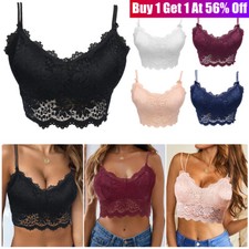 Women Sexy Backless Lace Floral Bralette Crop Tops Bra Bustier Cami Vest Tank