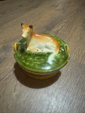 Vintage Ceramic Cow Butter Dish