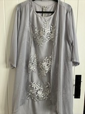 Ladies grey Two Piece Wedding/celebration Outfit states X/L 12-14 never worn 