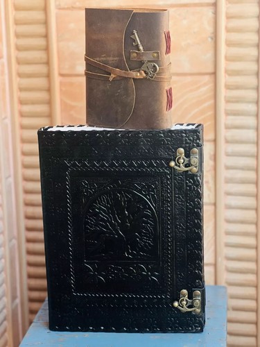 Leather tree life binder - tree,