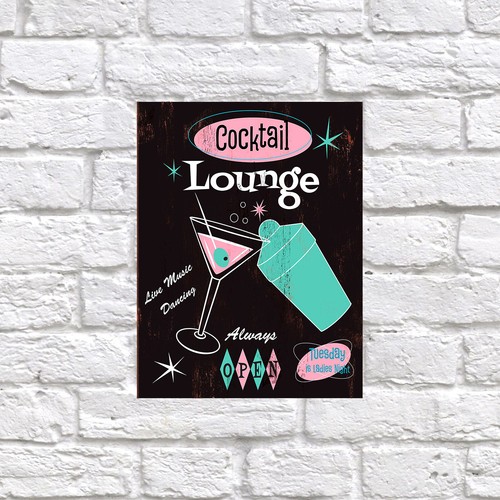 Cocktail lounge retro - cocktail, tin