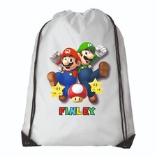 Custom Mario Brothers Drawstring Kids Bag school bag Super Mario Bag