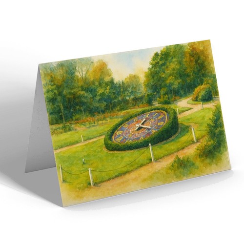 Notelet floral clock - notelet,