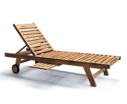 Teak reclining sun lounger - sun,